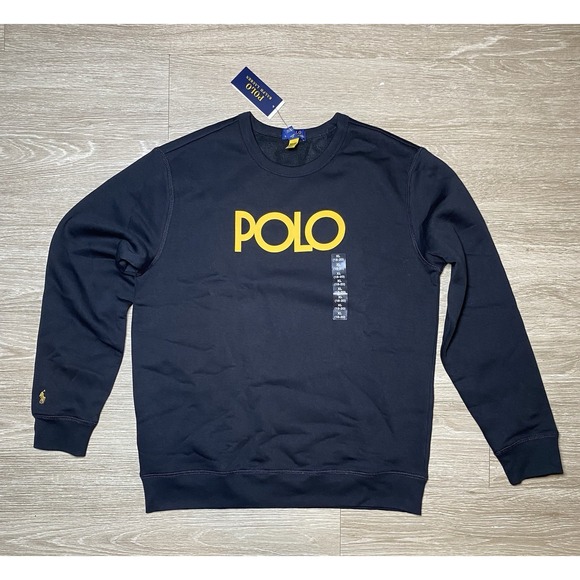 Polo Ralph Lauren Other - *NWT Polo Ralph Lauren Kid XL 18-20 Black Yellow Logo Fleece Crewneck Sweatshirt